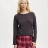 Cotton:On Raglan Long Sleeve Top In Black For Women
