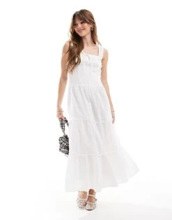 Cotton:On Aria Corset Detail Maxi Dress In White For Women