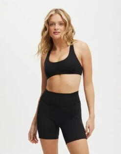 Cotton:On Ultra Soft Plunge Strappy Crop In Black For Women