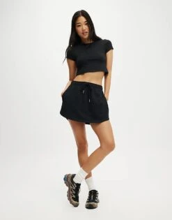 Cotton:On Lightweight Fleece Skirt In Black For Women
