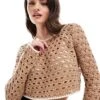 Cotton:On Cotton On Open Knit Off Shoulder Pullover Sweater In Carmeluxe For Women