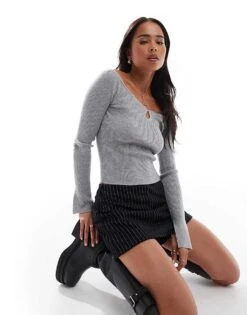 Cotton:On Cotton On Everfine Sweetheart Keyhole Off Shoulder Sweater In Grey For Women