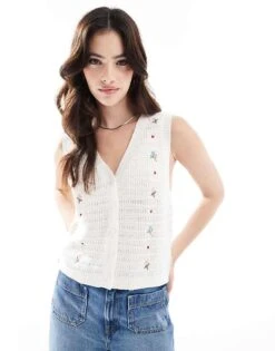 Cotton:On Cotton On Button Down Vest In Porcelain For Women