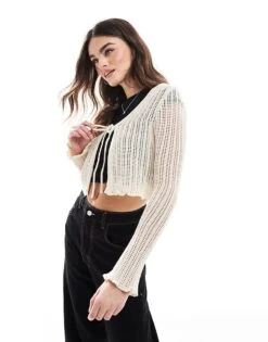 Cotton:On Cotton On Open Knit Cardigan In Porcelain For Women