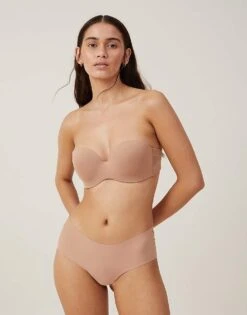 Cotton:On Everyday Strapless Lightly Lined T-shirt Bra In Brown For Women