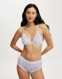 Cotton:On Rara Ruffle Triangle Bralette In Purple For Women