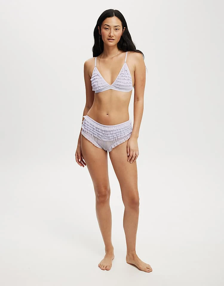 Cotton:On Rara Ruffle Triangle Bralette In Purple For Women - Image 3