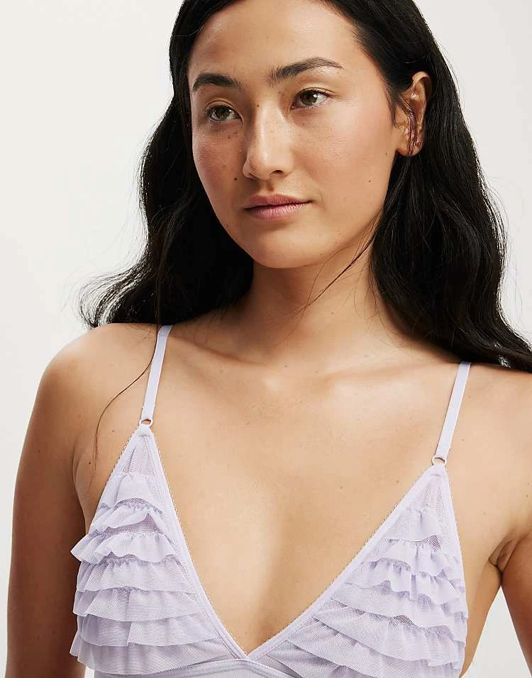 Cotton:On Rara Ruffle Triangle Bralette In Purple For Women - Image 4