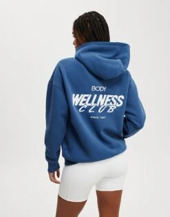 Cotton:On Plush Premium Graphic Hoodie In Blue For Women