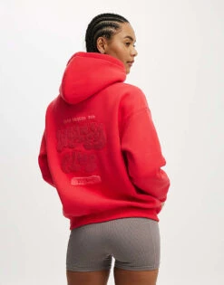 Cotton:On Plush Premium Graphic Hoodie In Red For Women