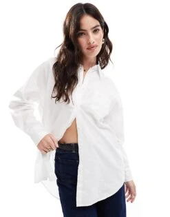 Cotton:On Cotton On White Poplin Oversized Shirt In White For Women