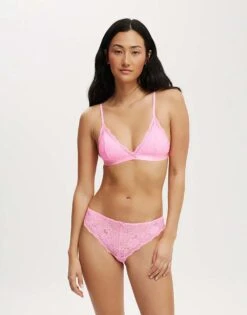 Cotton:On Everyday Lace Triangle Padded Bralette In Pink For Women