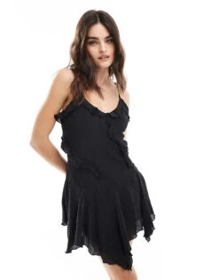 Cotton:On Holly Ruffle Mini Dress In Black For Women