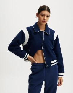 Cotton:On On Field Panelled Bomber Jacket In Blue For Women
