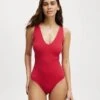 Cotton:On Seamless Plunge Bodysuit In Red For Women