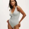 Cotton:On Seamless Plunge Bodysuit In Grey For Women