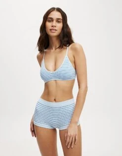 Cotton:On Seamless Triangle Padded Bralette In Blue For Women