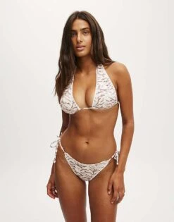 Cotton:On Fixed Tie Side Brazilian Bikini Bottom In Off-white For Women