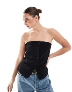 Cotton:On Luis Strapless Suting Vest In Black For Women
