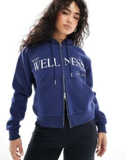 Cotton:On Plush Graphic Zip Through In Blue For Women