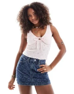 Cotton:On Briony Keyhole Tank In Pink For Women