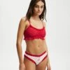 Cotton:On Stretch Lace Scoop Bralette In Red For Women