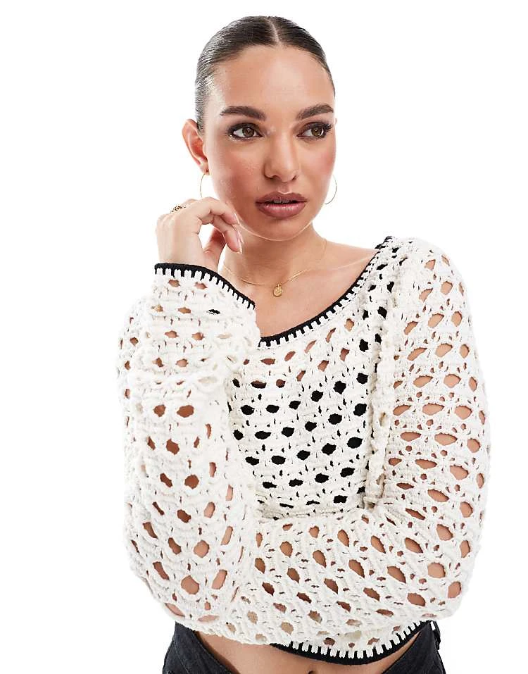 Cotton:On Zendaya Wide Neck Sweater In White For Women - Image 5