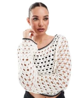 Cotton:On Zendaya Wide Neck Sweater In White For Women