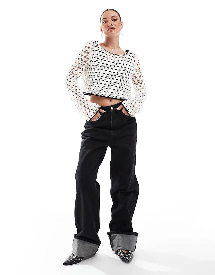 Cotton:On Zendaya Wide Neck Sweater In White For Women - Image 3