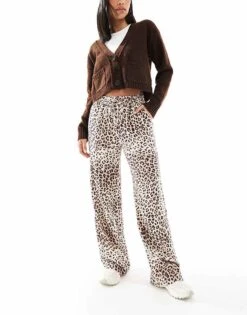 Cotton:On Haven Wide Leg Pant In Leopard For Women Beige