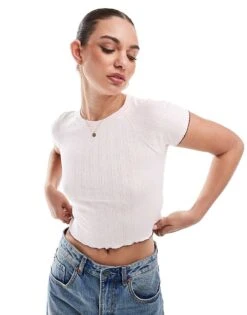 Cotton:On Scarlet Pointelle Raglan Tee In Pink For Women