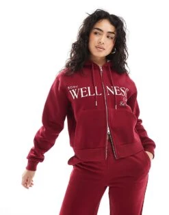 Cotton:On Plush Graphic Zip Through In Red For Women