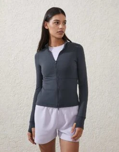 Cotton:On Active Core Zip Through Long Sleeve In Navy For Women