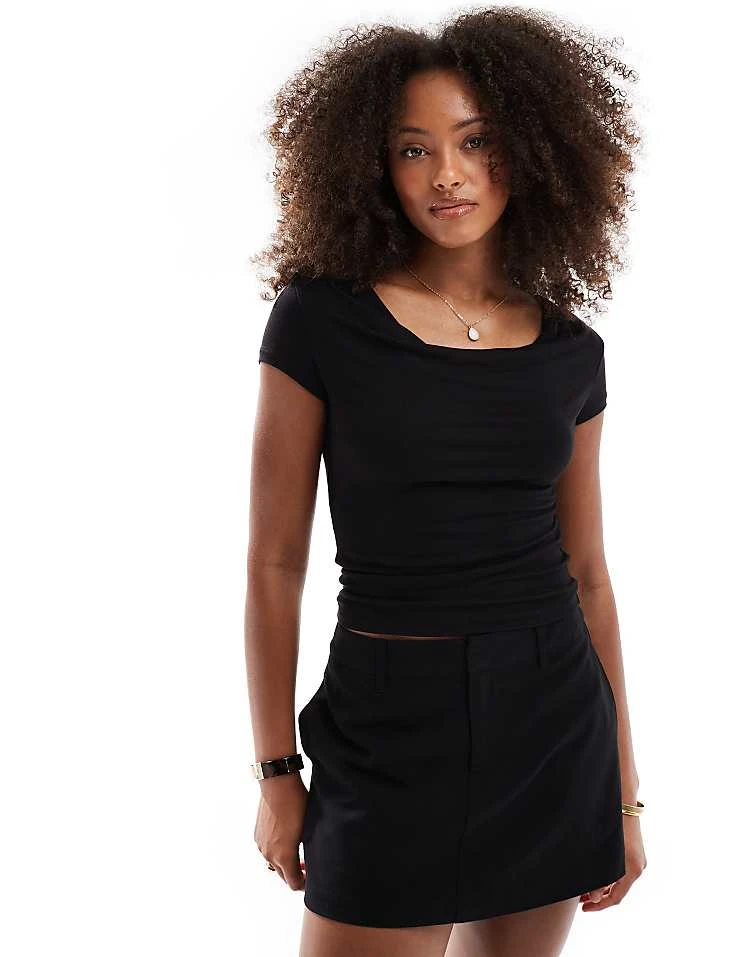 Cotton:On Jordie Cowl Neck Short Sleeve In Black For Women - Image 5