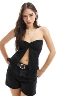 Cotton:On Stacey Twist Front Tube Top In Black For Women