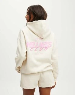 Cotton:On Plush Premium Graphic Hoodie In Off-white For Women