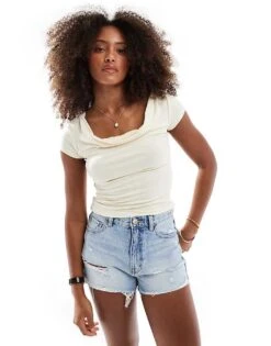 Cotton:On Jordie Cowl Neck Short Sleeve In Yellow For Women