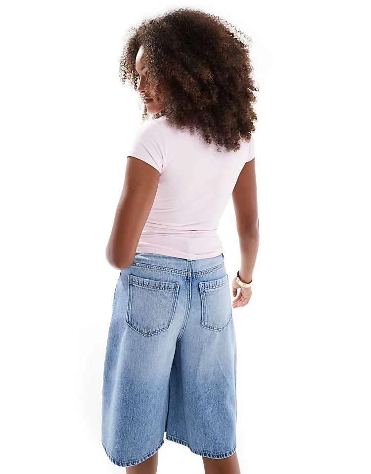 Cotton:On Lyocell Wide Denim Jort In Mid Blue For Women - Image 2