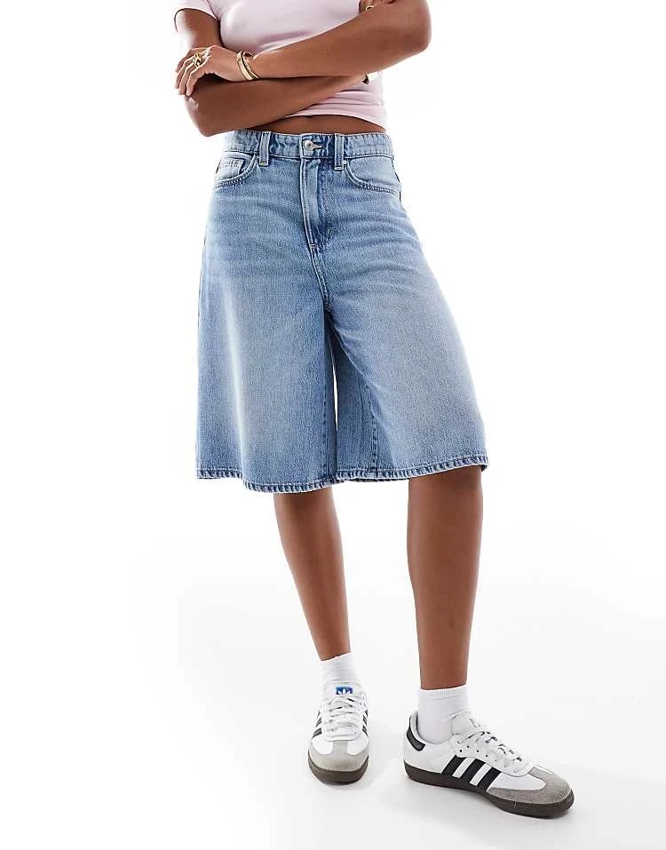 Cotton:On Lyocell Wide Denim Jort In Mid Blue For Women - Image 4