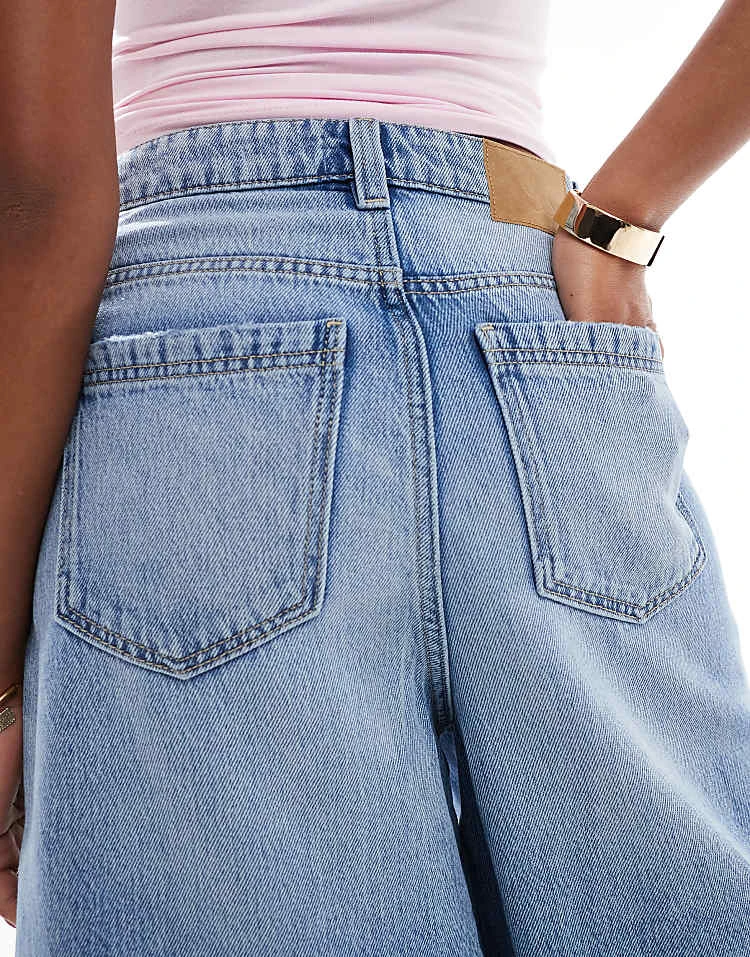 Cotton:On Lyocell Wide Denim Jort In Mid Blue For Women - Image 5