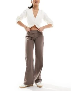 Cotton:On Lola Low Rise Suiting Pant In Brown For Women