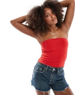Cotton:On All Day Tube Top In Red For Women