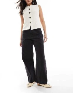 Cotton:On Barrel Jean In Black For Women