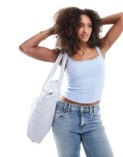 Cotton:On Chelsea Lace Trim Cami In Blue For Women