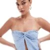 Cotton:On Stacey Twist Front Tube Top In Mid Blue For Women