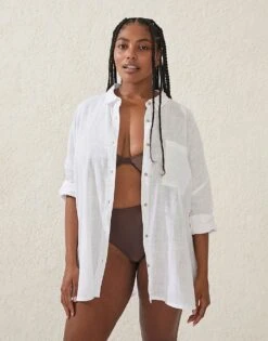Cotton:On Swing Beach Shirt In White For Women
