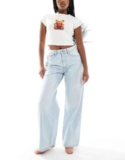 Cotton:On Cotton On Relaxed Wide Leg Jeans In Pearl Blue For Women